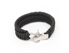 Браслет на руку Survival Paracord (Black) с карабином